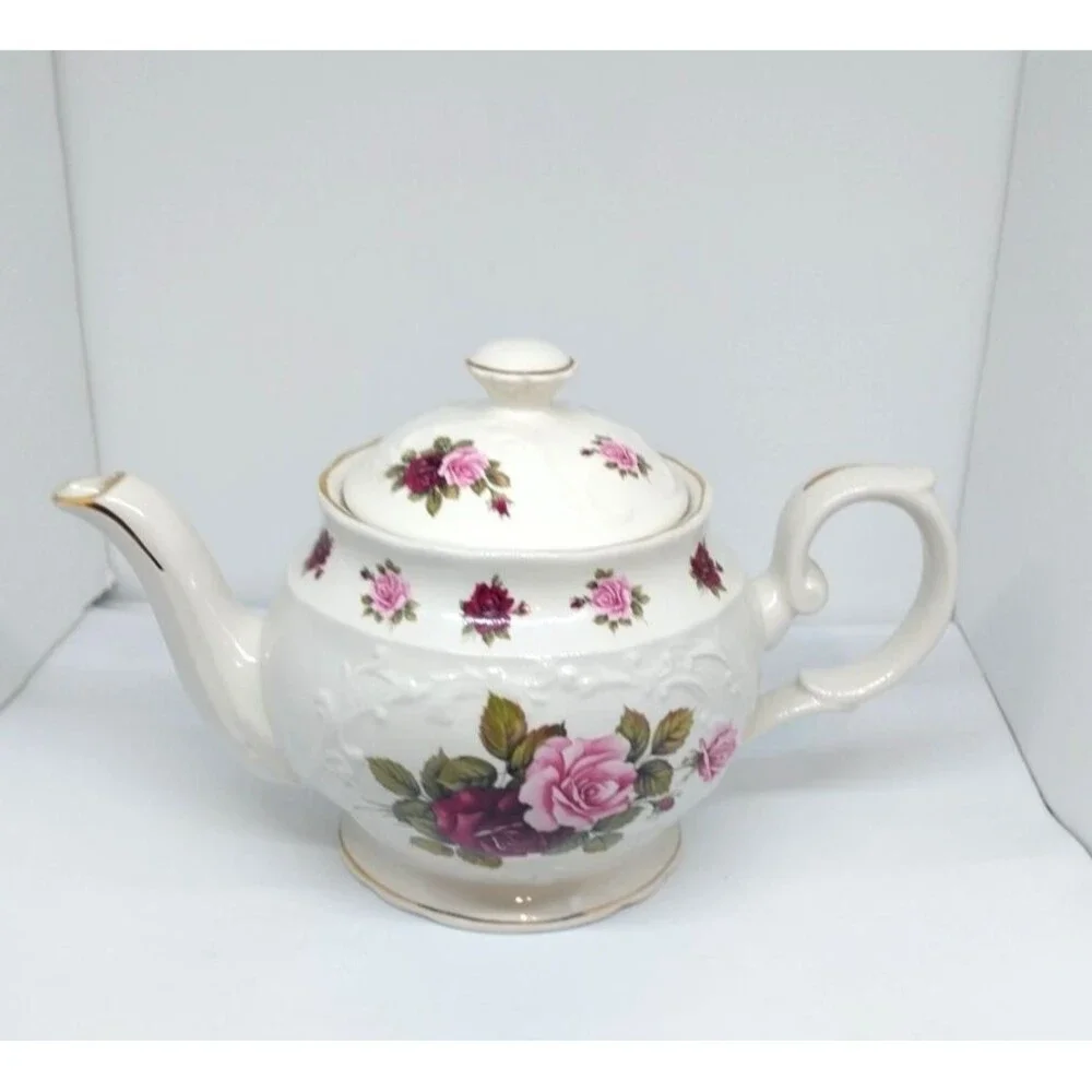 Vintage Crown Dorset Teapot Roses Staffordshire Fine Ceramics England